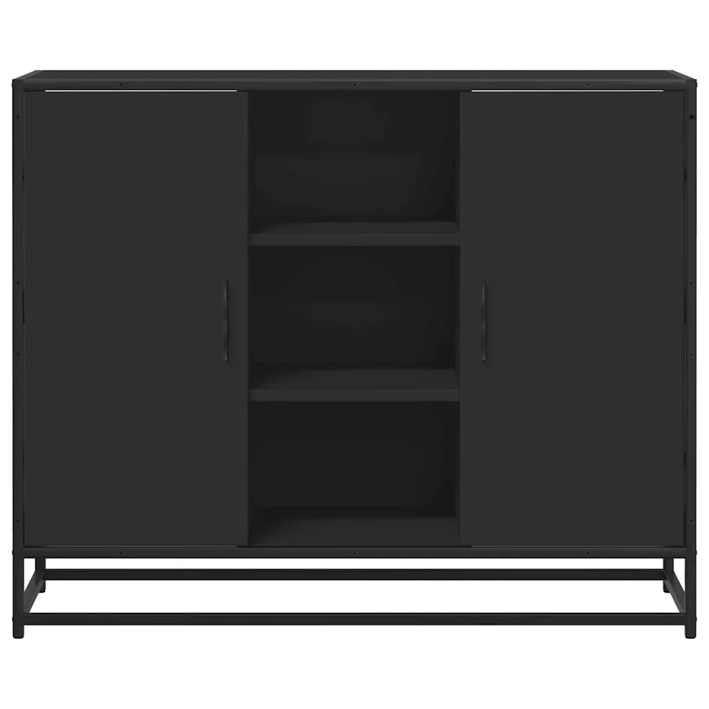 Credenza Nera 92x35x76 cm in Legno Multistrato 849014