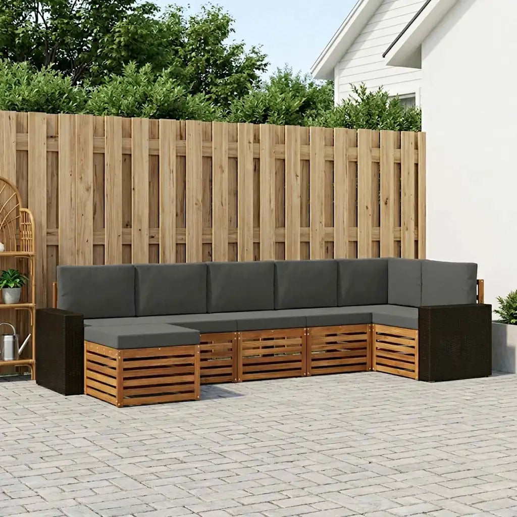 Set divano sezionale con cuscino 7 pcs Naturale e Antracite 3384633