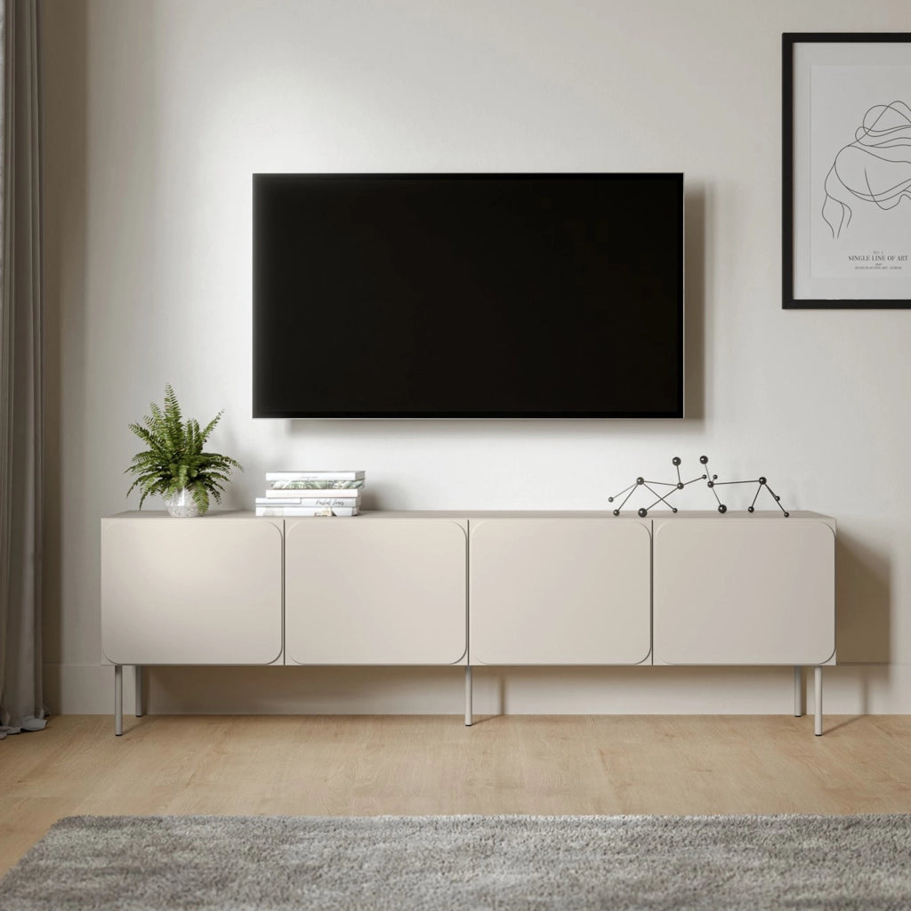Mornago, Mobile Porta tv un Ripiano, 200x42x60h cm Beige