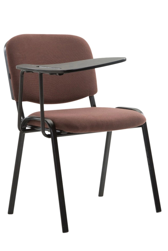 Sedia Ken in tessuto con tavolino ribaltabile marrone