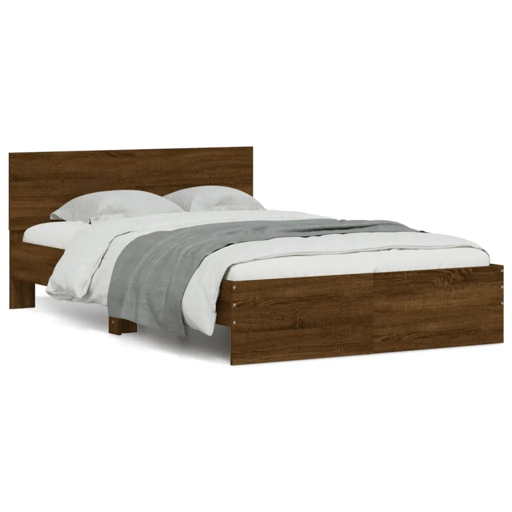 Giroletto con Testiera-Struttura Letto con testiera Rovere Marrone 135x190 cm