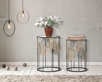 Tavolinetti Foglie Glam Coppia Cm Ø 38X55-33X50