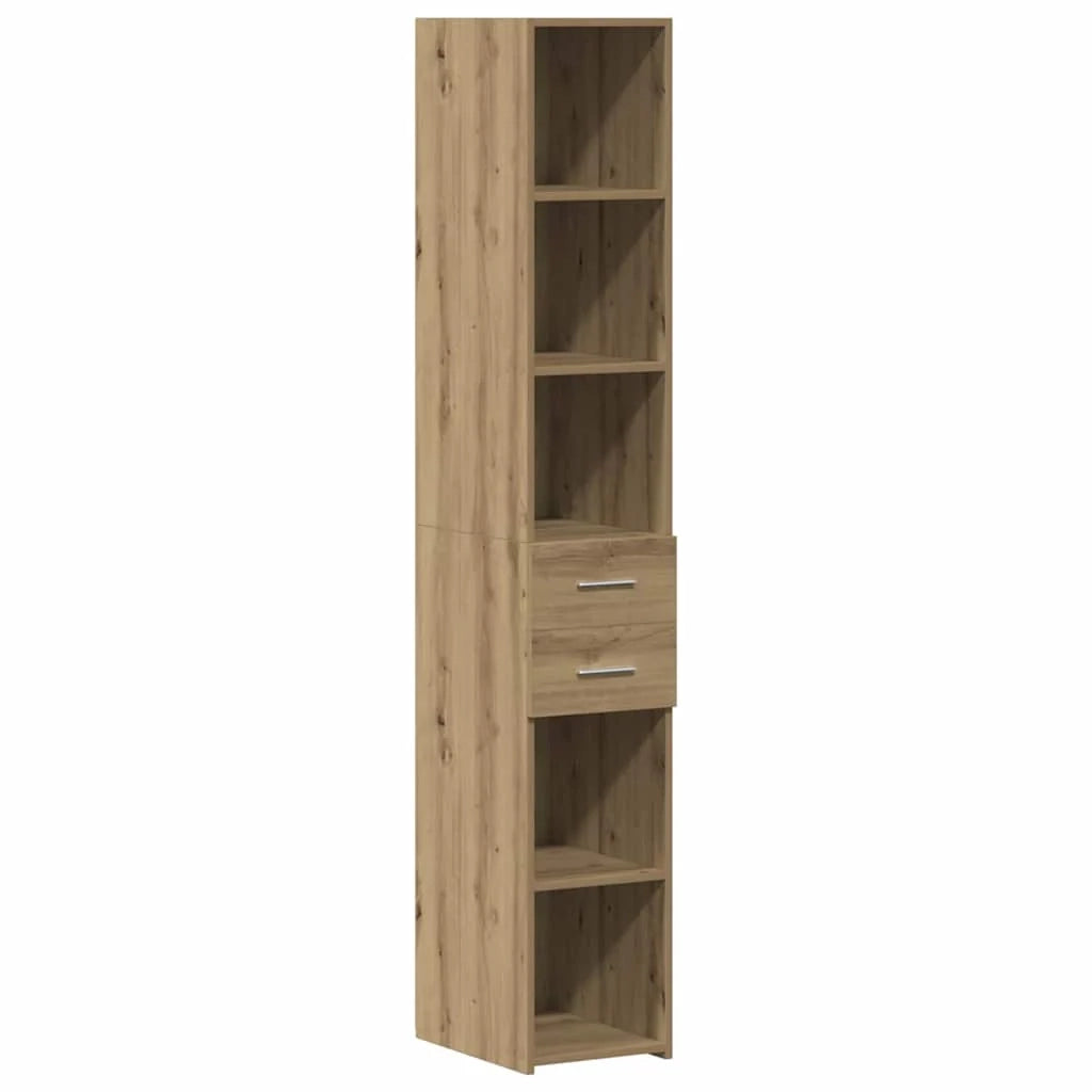Mobiletto portaoggetti sottile da interno con ampio spazio di archiviazione stile moderno 30 x 42,5 x 225 cm finitura rovere ingegnerizzato realizzato a mano 02_0056006