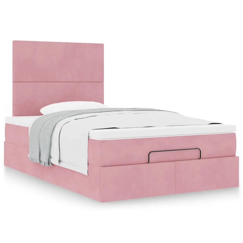 Struttura Letto Pouf con Materassi Rosa 120x190 cm Velluto 3313390