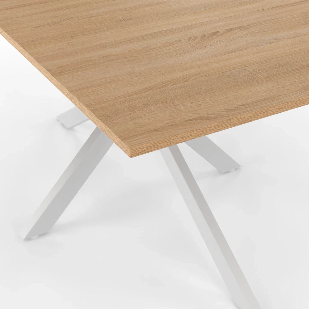 IDMarket - Tavolo da pranzo rettangolare ALIX 8 persone in legno e gambe a ragno bianche 160 cm