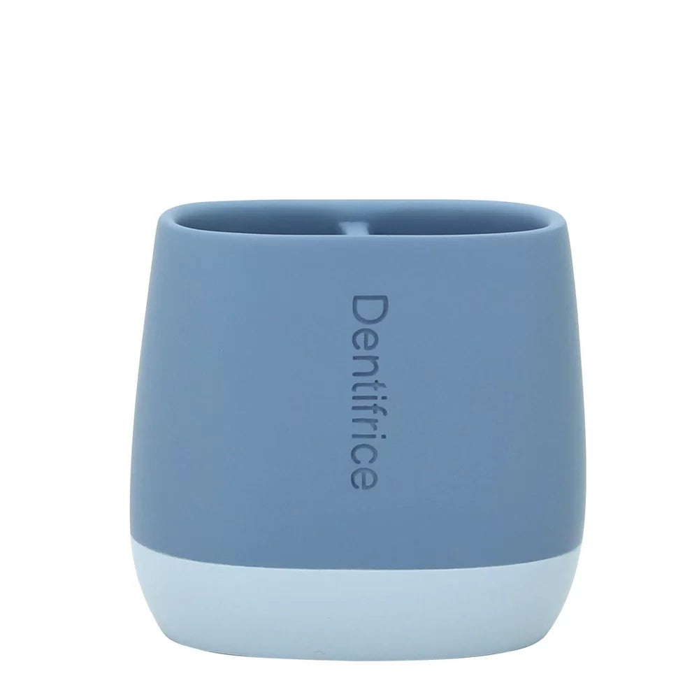 Porta spazzolini in poliresina azzurro - serie Seta