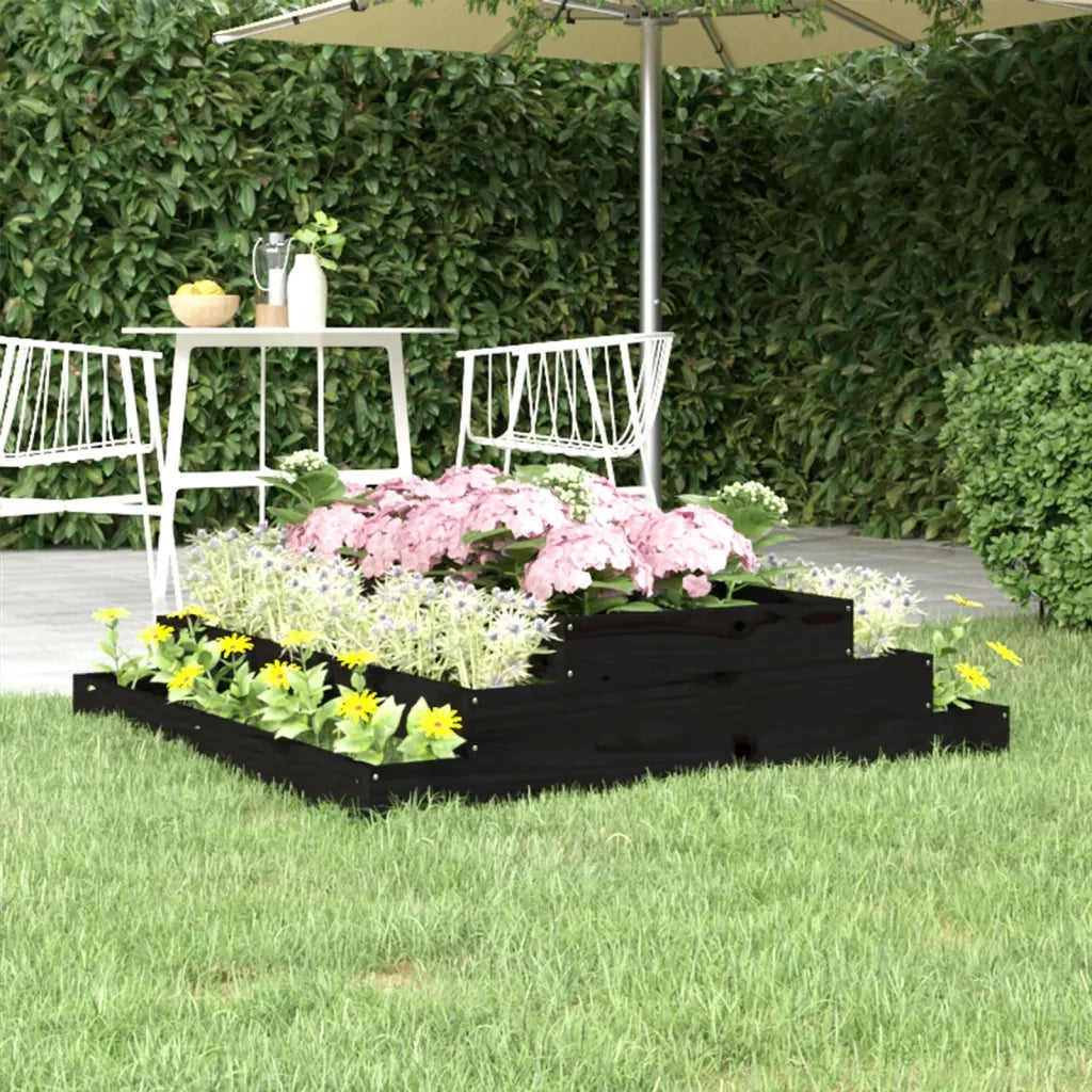 Fioriera | Cassetta per fiori | Vaso Nera 110x110x27 cm in Legno Massello di Pino