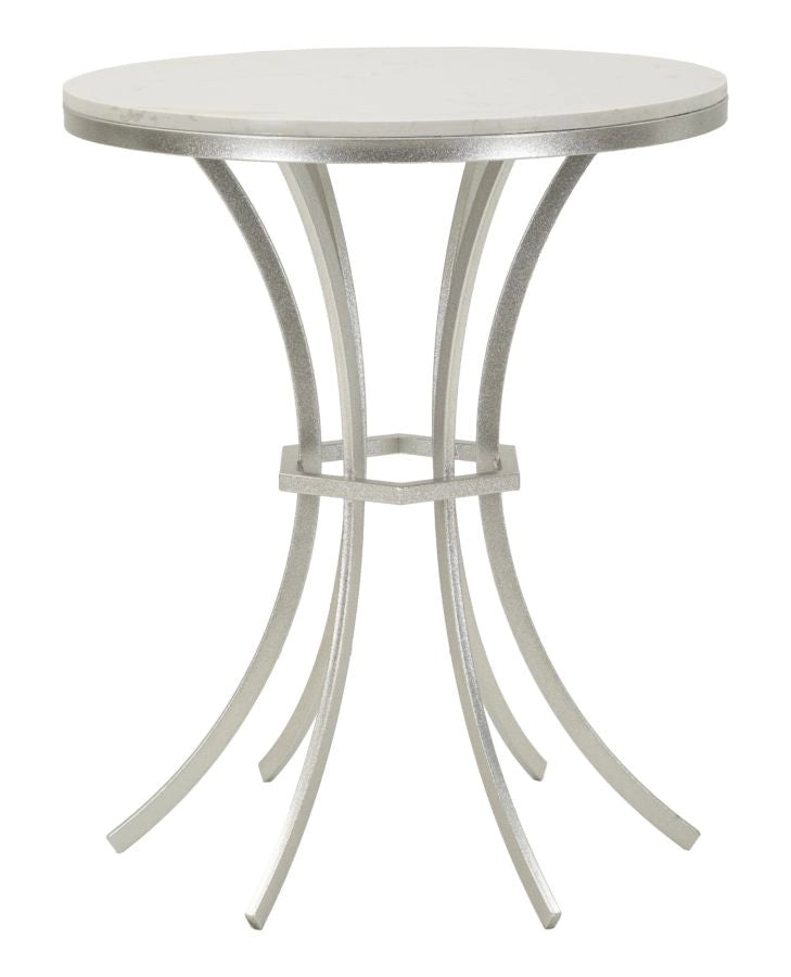 Tavolinetto Istanbul con Struttura Silver e Piano Effetto Marmo - Complemento Raffinato per Relax - 1428910000