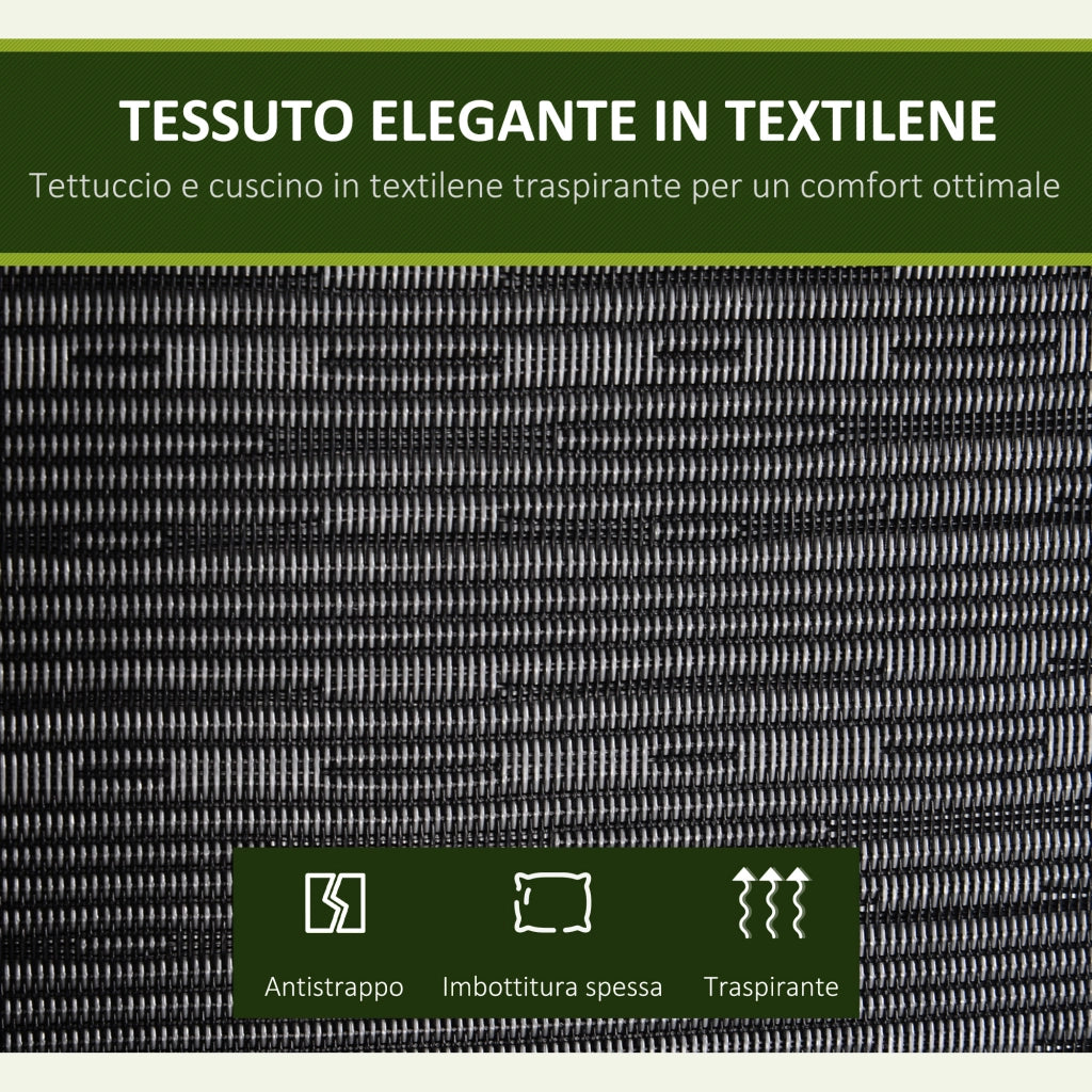 EasyComfort Dondolo da Giardino per 3 Persone con Tettuccio Regolabile e Cuscini, 200x120x170cm, Nero