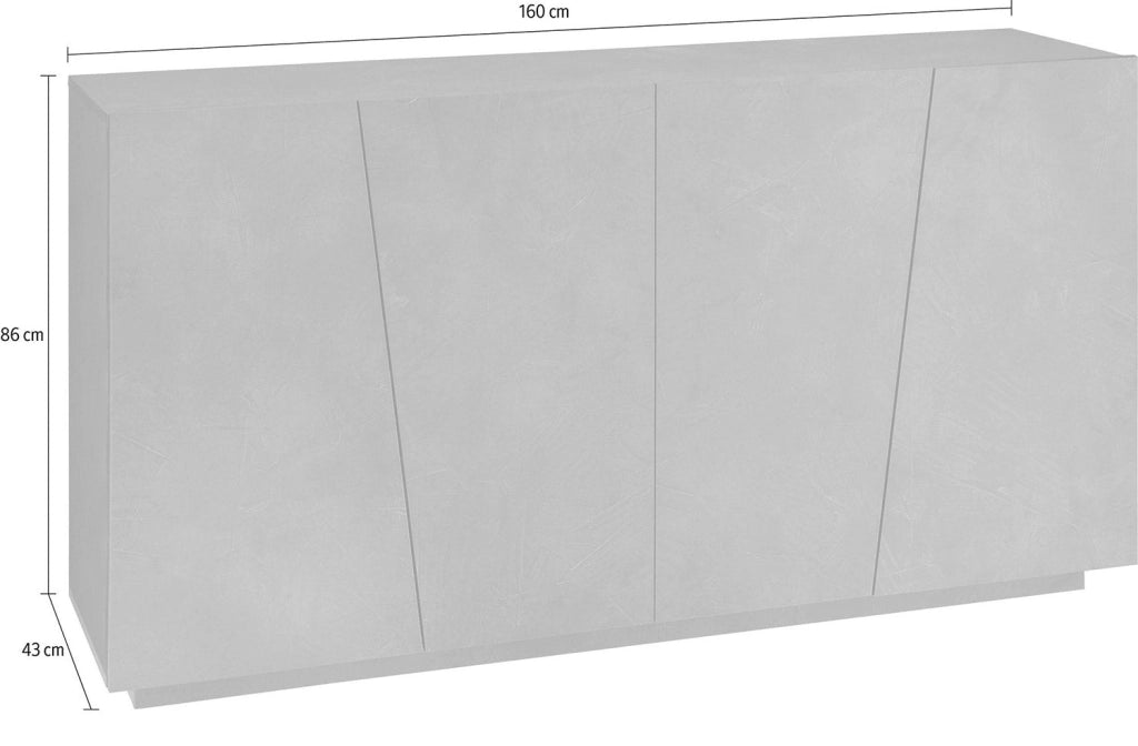 Credenza 4 Ante Battenti 158,5x43x86 cm Vega Bianco Lucido