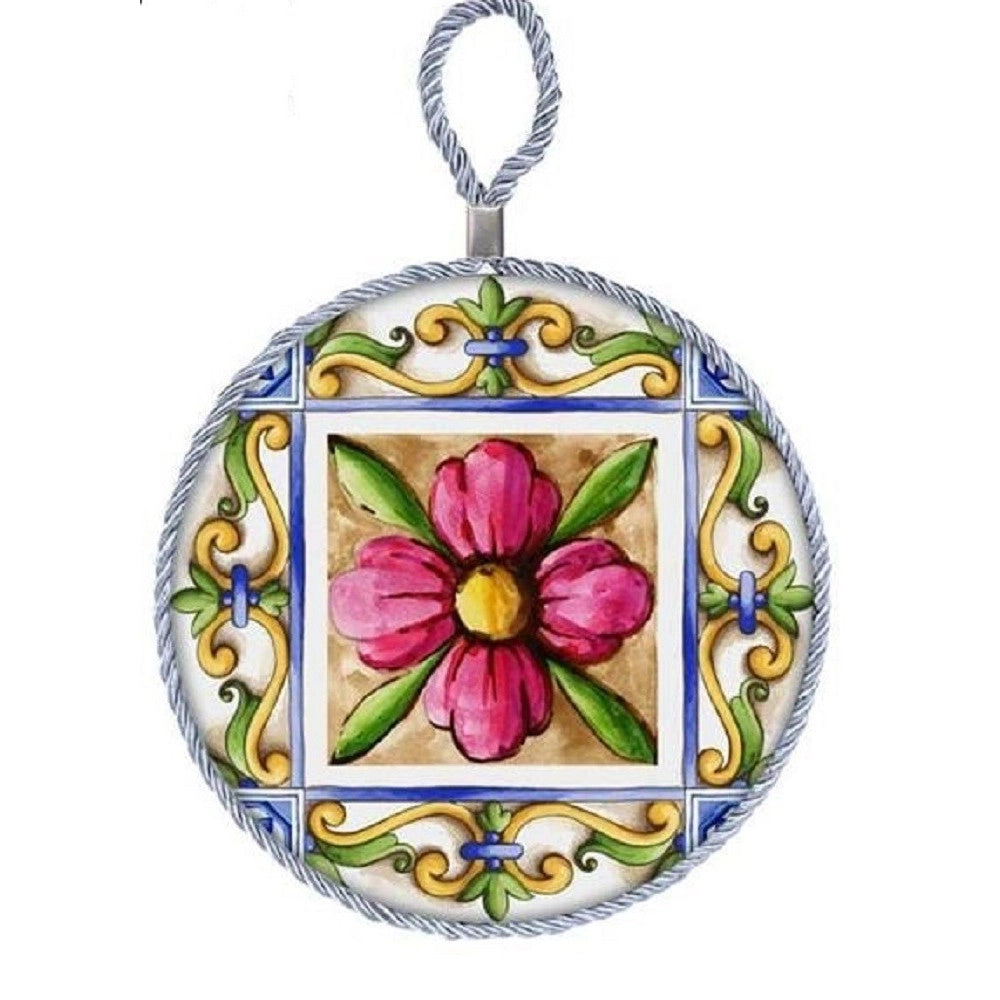 Trade Shop - Quadretto Piastrella Ornamentale In Ceramica 11 Cm Terra E Sole 6 Decori 828911 -