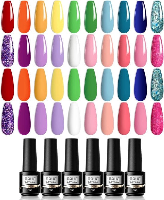 Set di Manicure 20 Colori Gel Lacca a Gomma - Rosso Rosa Giallo Verde Blu Viola Glitter - Gel UV 7ml - Lacca Gel Utilizzo con Lampada UV LED per Manicure - Arte di Manicure 20pz