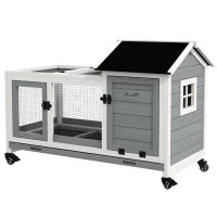 Recinto gabbia per conigli roditori su ruote 2 porte con lucchetto - dim. 108L x 58l x 73,5H cm - legno massiccio