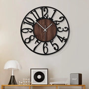 Orologio da parete in stile vintage, 40 cm, nero, silenzioso, non ticcante, metallo e legno, adatto per soggiorno, camera da letto, cucina, sala da pranzo.