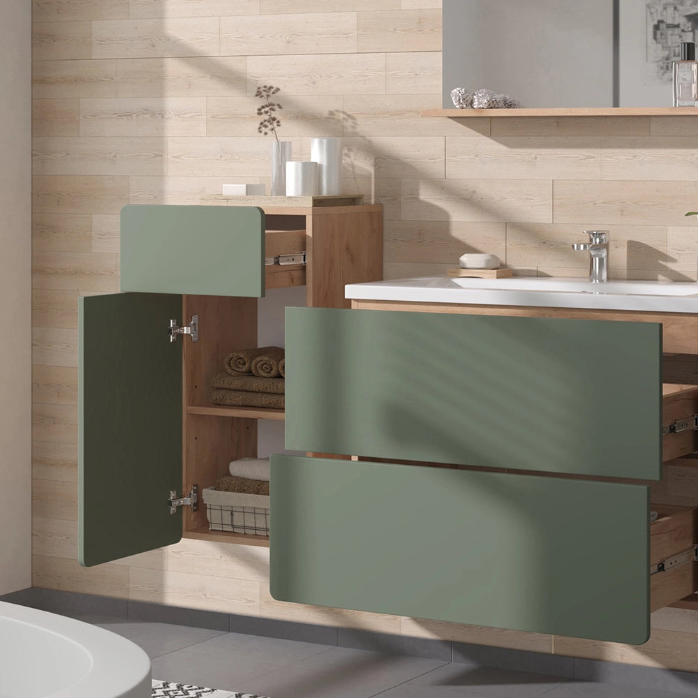 Vicco mobiletto bagno Goldkraft rovere/verde 36.6 x 76.6 cm con cassetto e anta