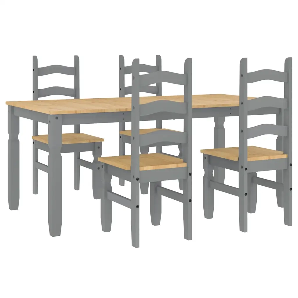 Set da Pranzo 5 pz PANAMA Grigio in Legno Massello di Pino 3345210