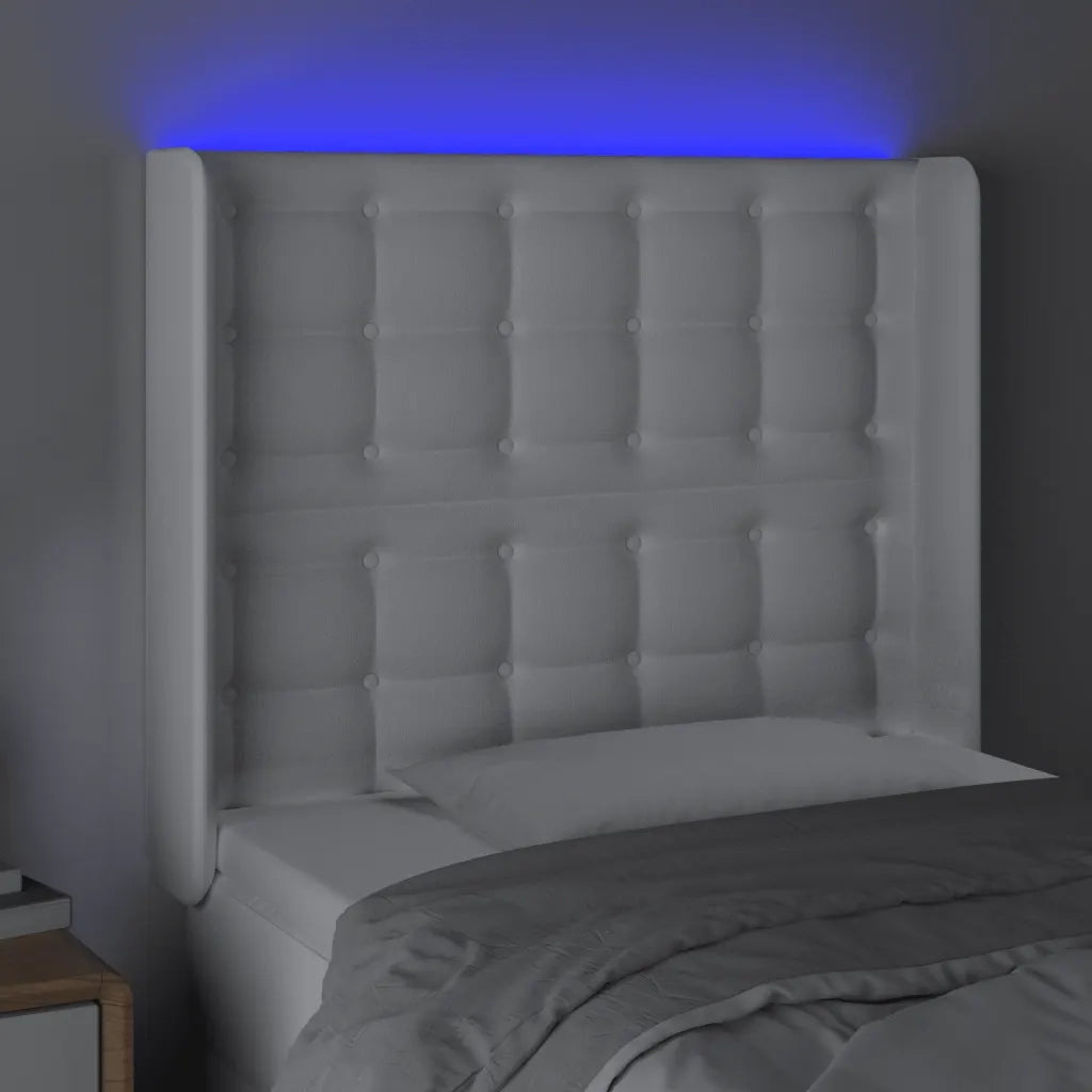 Testiera a LED Bianco 93x16x118/128 cm in Similpelle 3124127