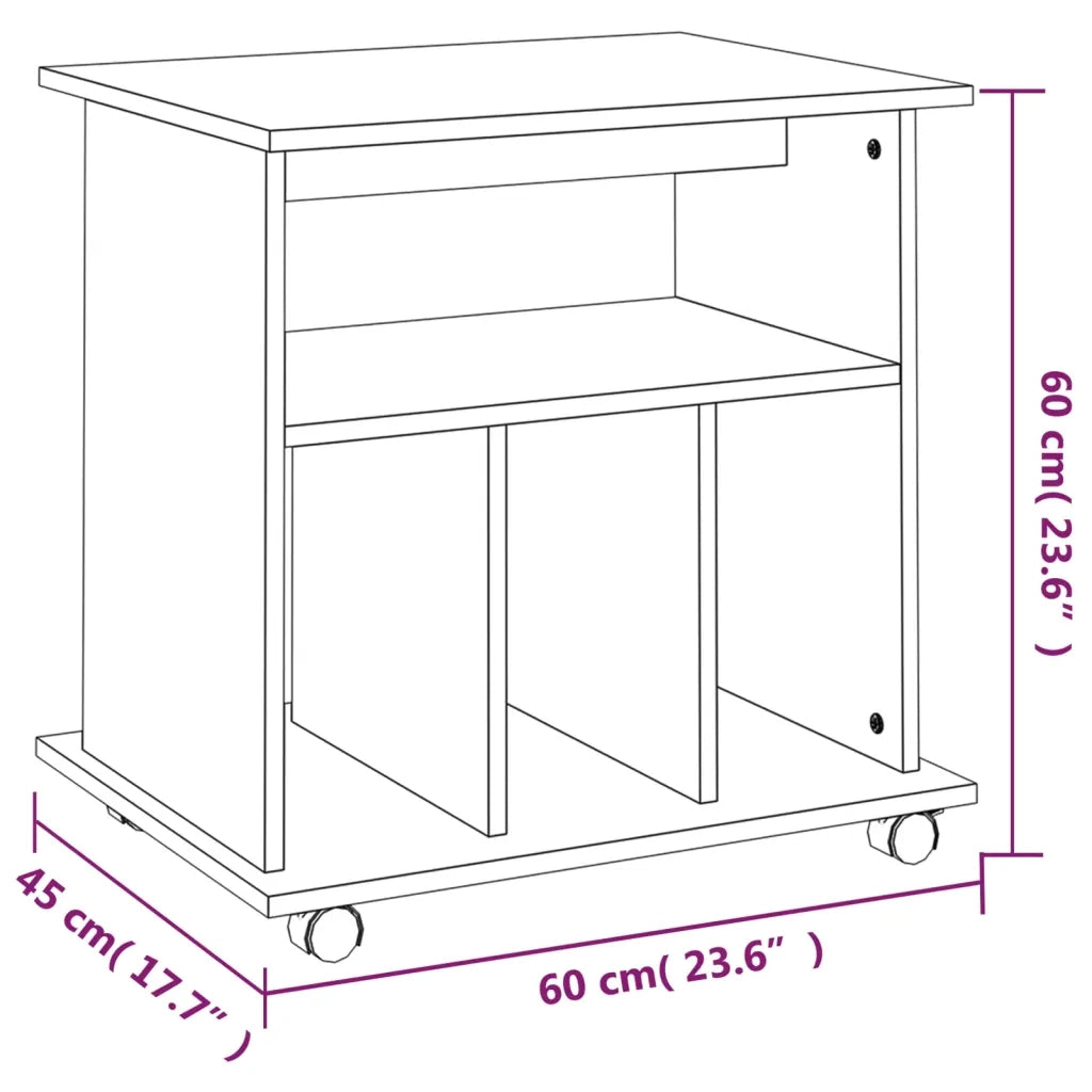 Armadietto con Ruote Grigio Sonoma 60x45x60cm Legno Multistrato 826355