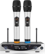 Impianto Karaoke - Macchina Karaoke Microfono a Batteria UHF Bifasico Sistema Microfonico Portatile con 260 metro di Raggio per Feste-DJ-Chiese-Sposali-Rinunce