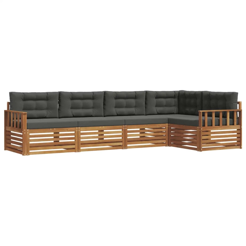 Set di divani da esterno con cuscino 5 pcs Naturale e Antracite 3373452