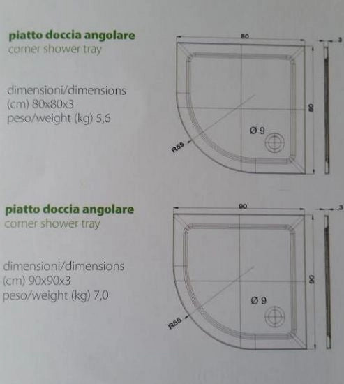 Piatto doccia flat in resina alto 3cm (rettangolare) - Misura: 80 x 120 x 3h