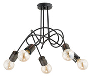 Plafoniera loft nera metallo Alfa Tango 5xE27 15W max