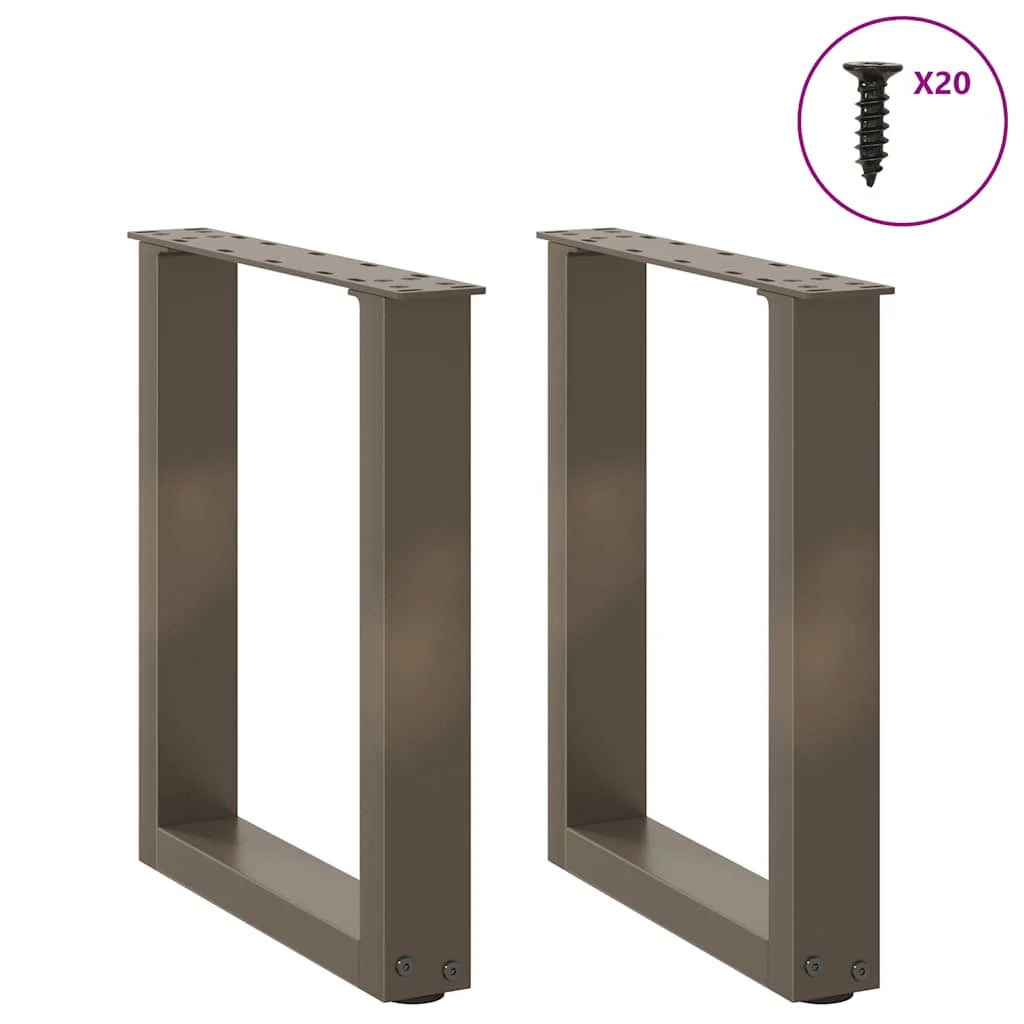 Set di 2 pratiche gambe per tavolino da caffè a forma di U con livellamento regolabile 38 x 42-43 cm in acciaio naturale 02_0057395