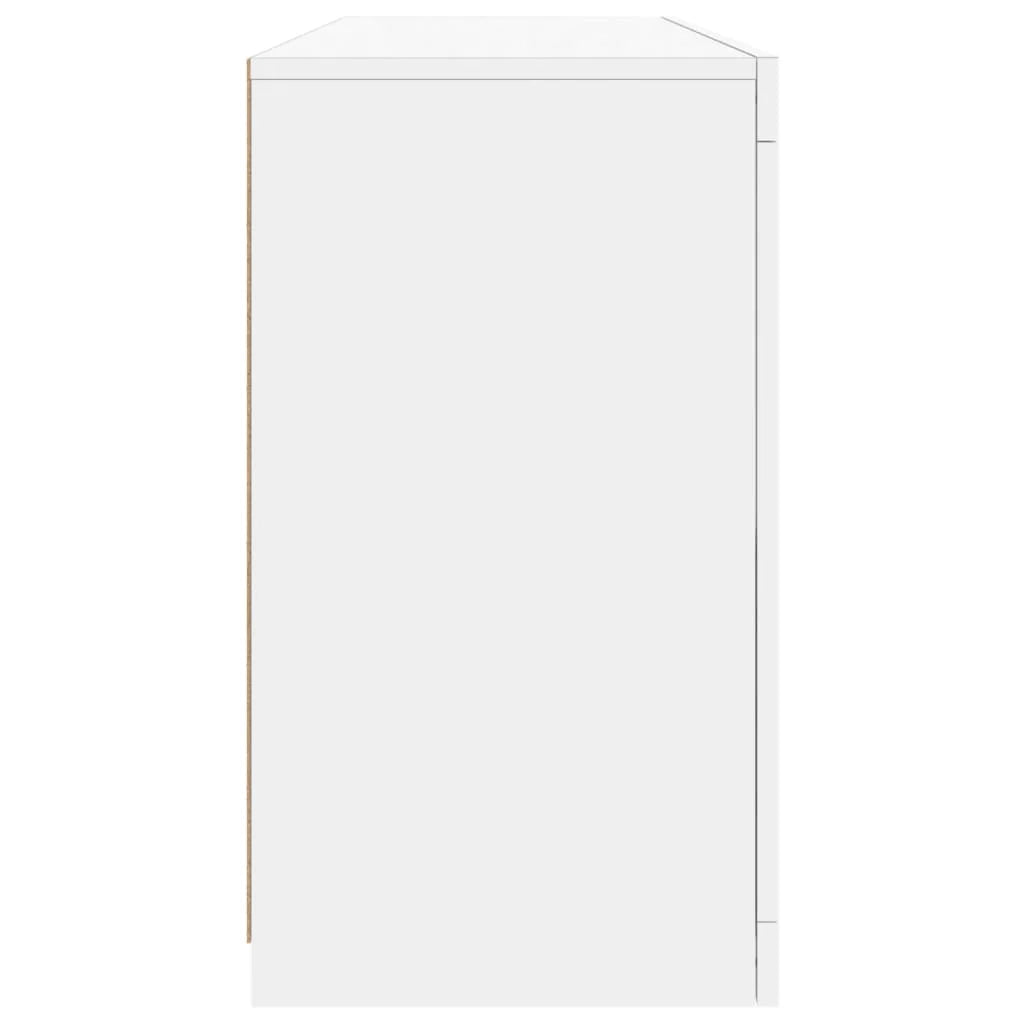Buffet credenza cassettiera mobiletto mobile contenitore organizer per cucina soggiorno salotto con luci LED 142,5 x 37 x 67 cm bianco 02_0029829