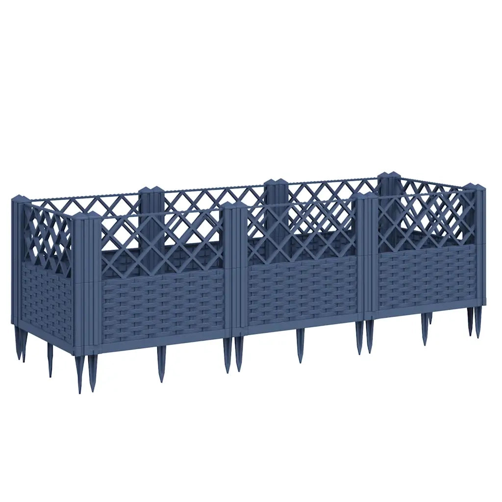 Fioriera | Cassetta per fiori | Vaso Giardino Picchetti Grigio Blu 123,5x43,5x43,5 cm PP