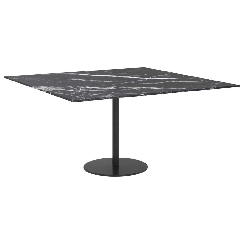 Piano Tavolo Nero 80x80 cm 6mm in Vetro Temperato Aspetto Marmo cod mxl 76215