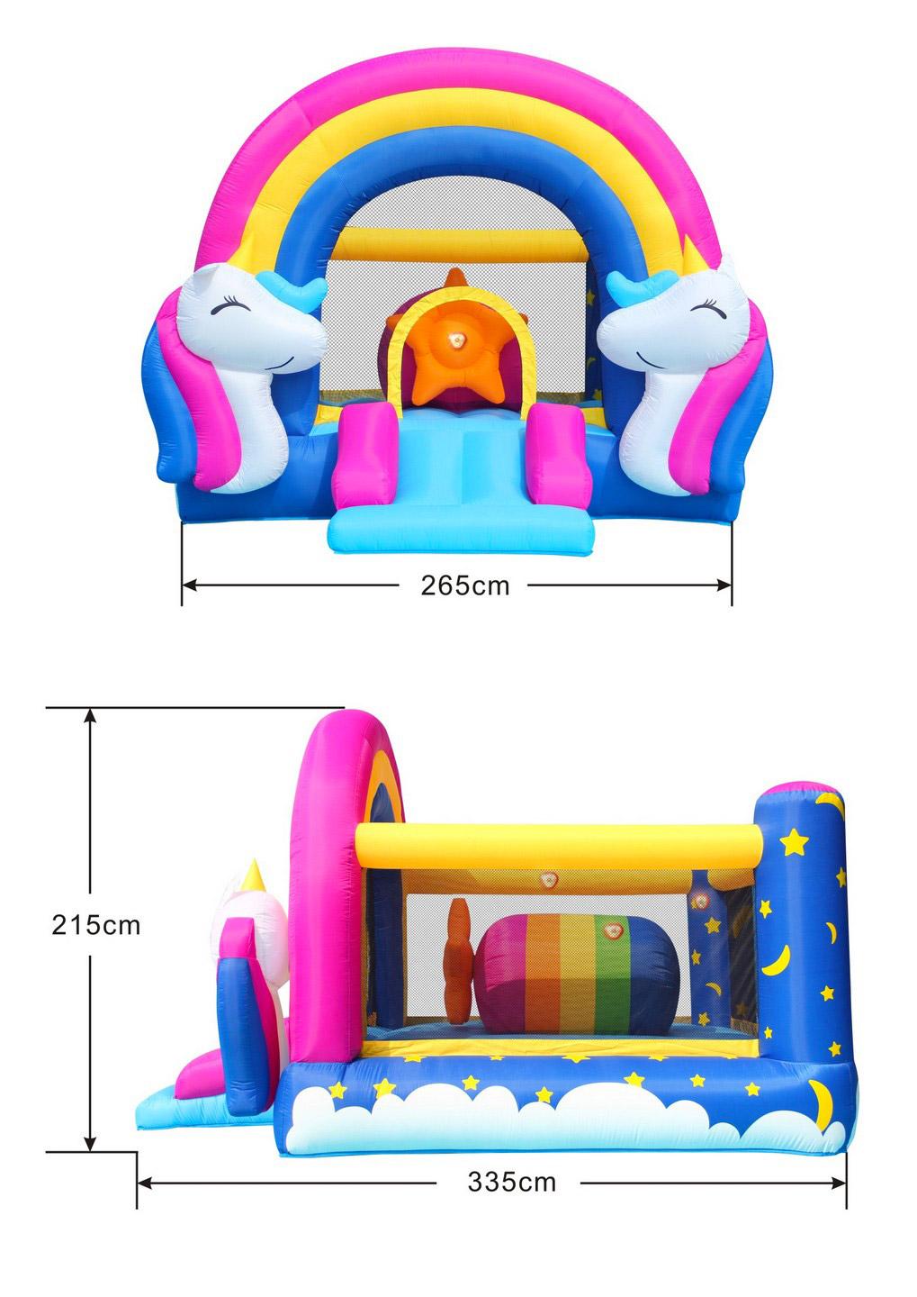 Castello Giostra Gonfiabile Interattivo Fantasy Unicorn con Pompa Happy Hop