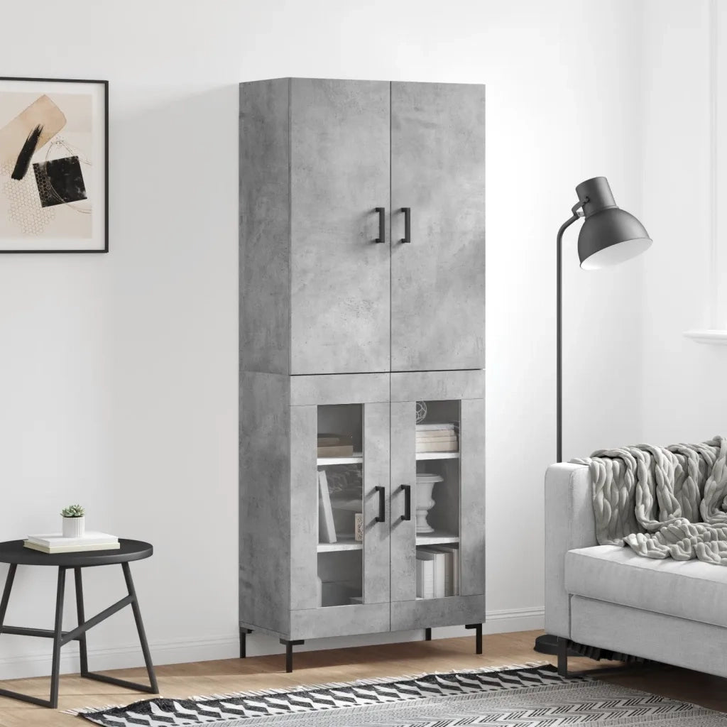 Credenza-Buffet-Armadio da cucina Grigio Cemento 69,5x34x180 cm in Legno Multistrato 515640