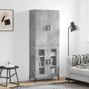 Credenza-Buffet-Armadio da cucina Grigio Cemento 69,5x34x180 cm in Legno Multistrato 515640