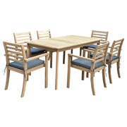 Set di mobili da giardino Acacia SIMILAN 6 posti - cuscini grigi