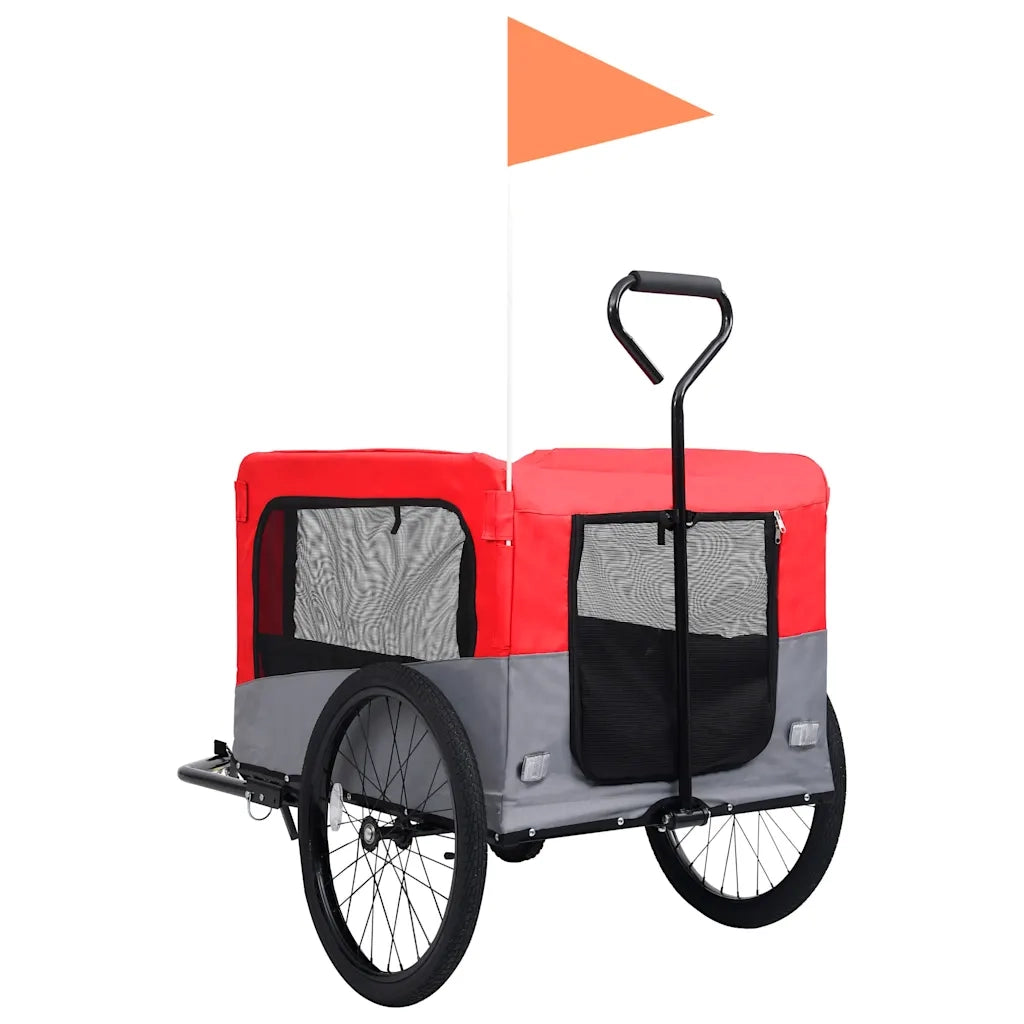 Rimorchio Bici Animali e Carrello Jogging 2 in 1 Rosso e Grigio CFW4643834