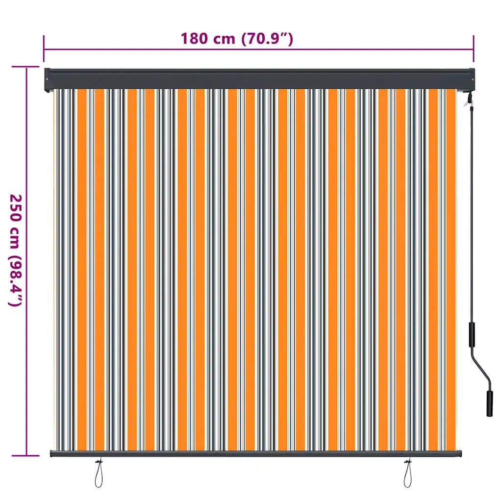 Tenda a rullo | Tenda avvolgibile Giallo e Blu 180 x 250 cm Tessuto e Alluminio