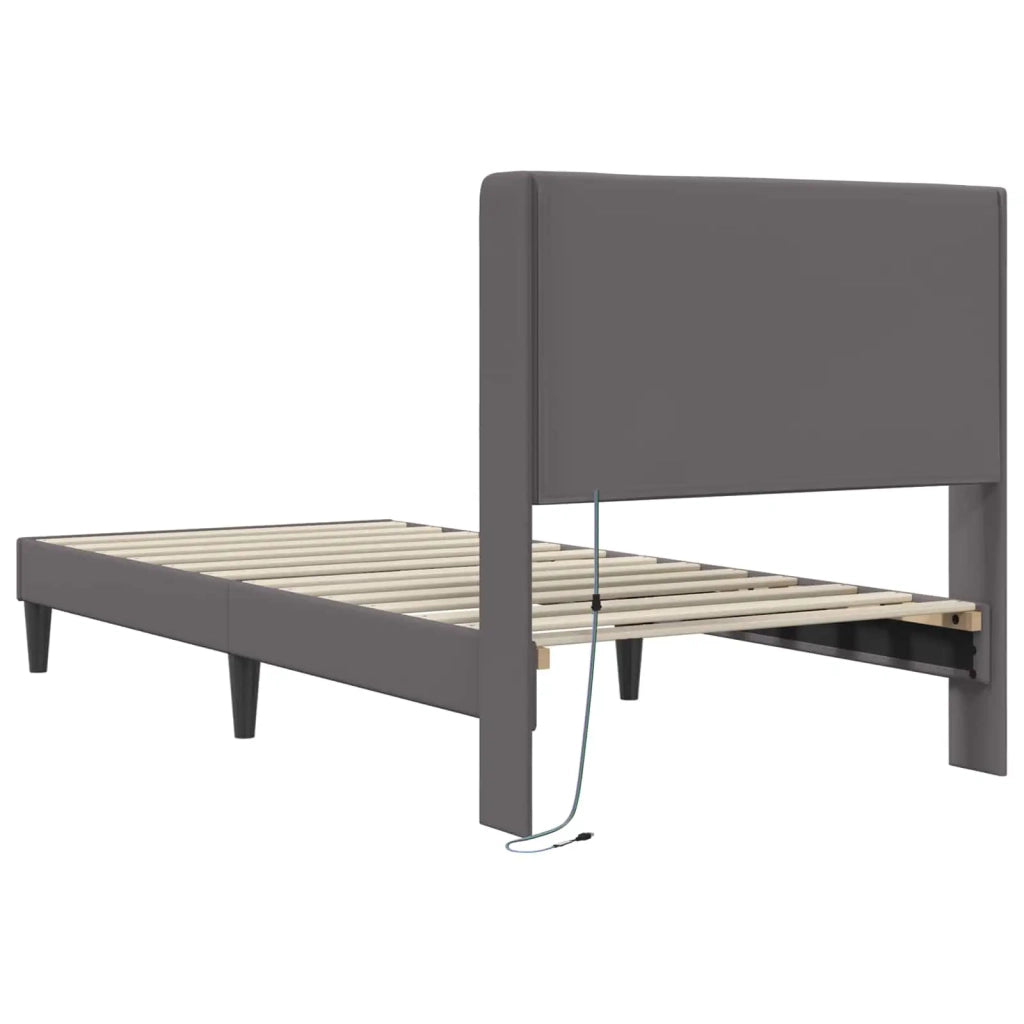 Struttura del letto con testiera Grigio 90 x 190 cm Similpelle 42027963