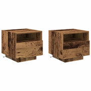 Set di 2 Comodini | Armadio da Notte | Mobiletto da notte Legno vecchio 40 x 39 x 37 cm
