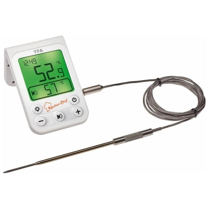 TFA Dostmann 14.1510.02 KÜCHEN CHEF Termometro Digitale per Cibo da -20 a 300 °C con Timer e Allarme Acustico colore Bianco