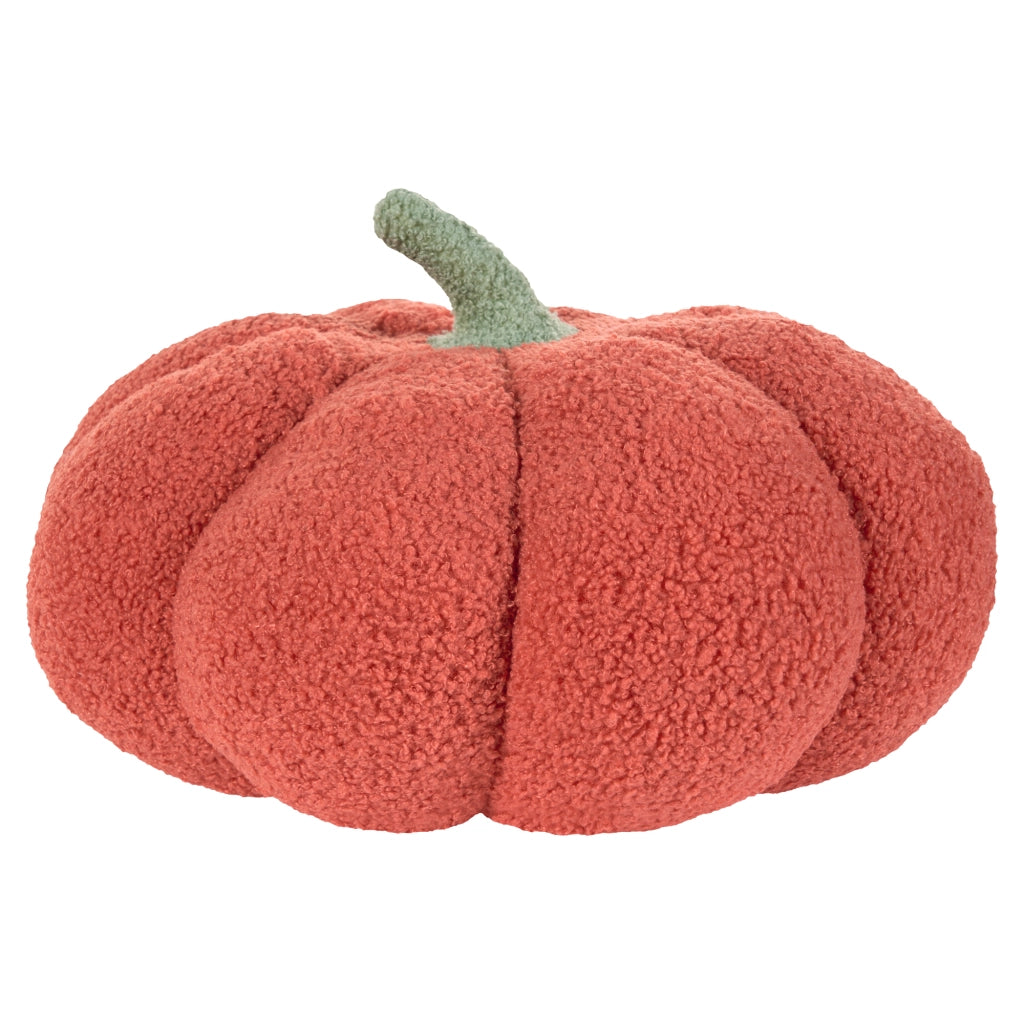 Set 2 cuscini di peluche a forma di zucca in tessuto bouclé arancione âŒ€ 35 cm decorazione accessorio di halloween