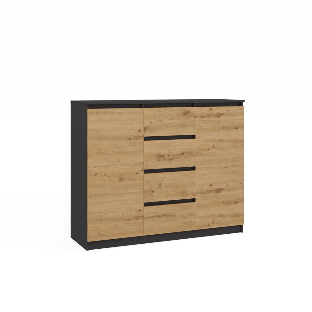 Cassettiera MALWA 2d4s 120 antracite rovere artisan per camera e soggiorno