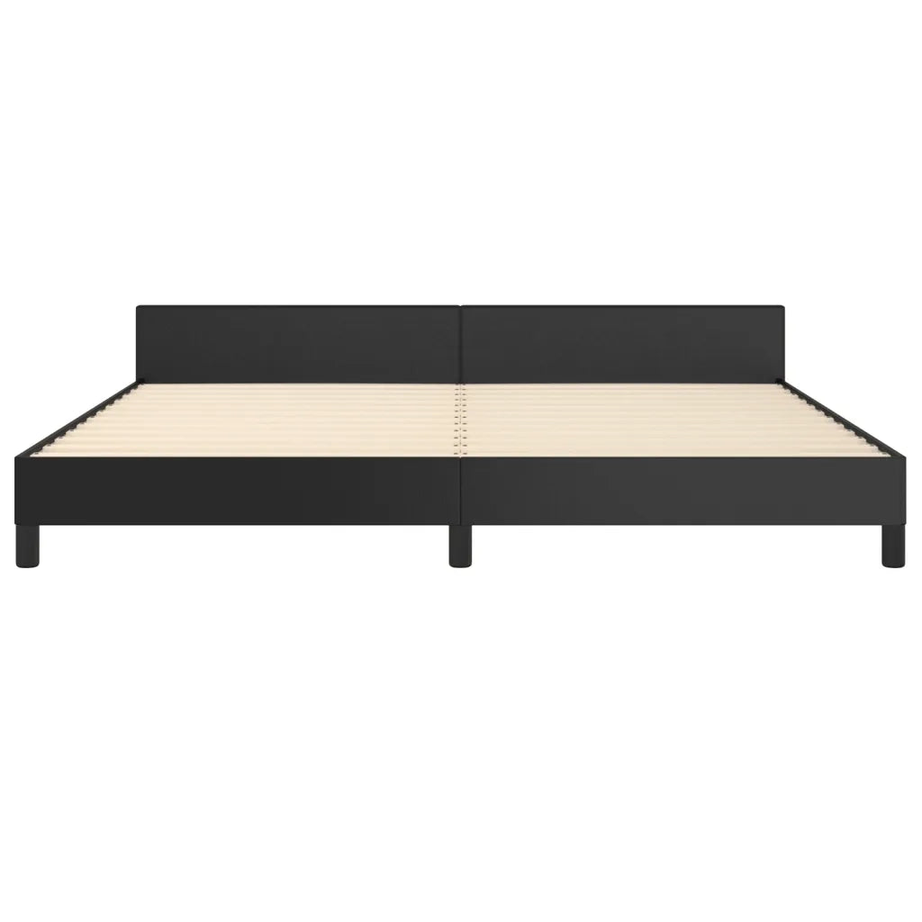 Giroletto con Testiera-Struttura letto con testiera Nero 200x200 cm in Similpelle