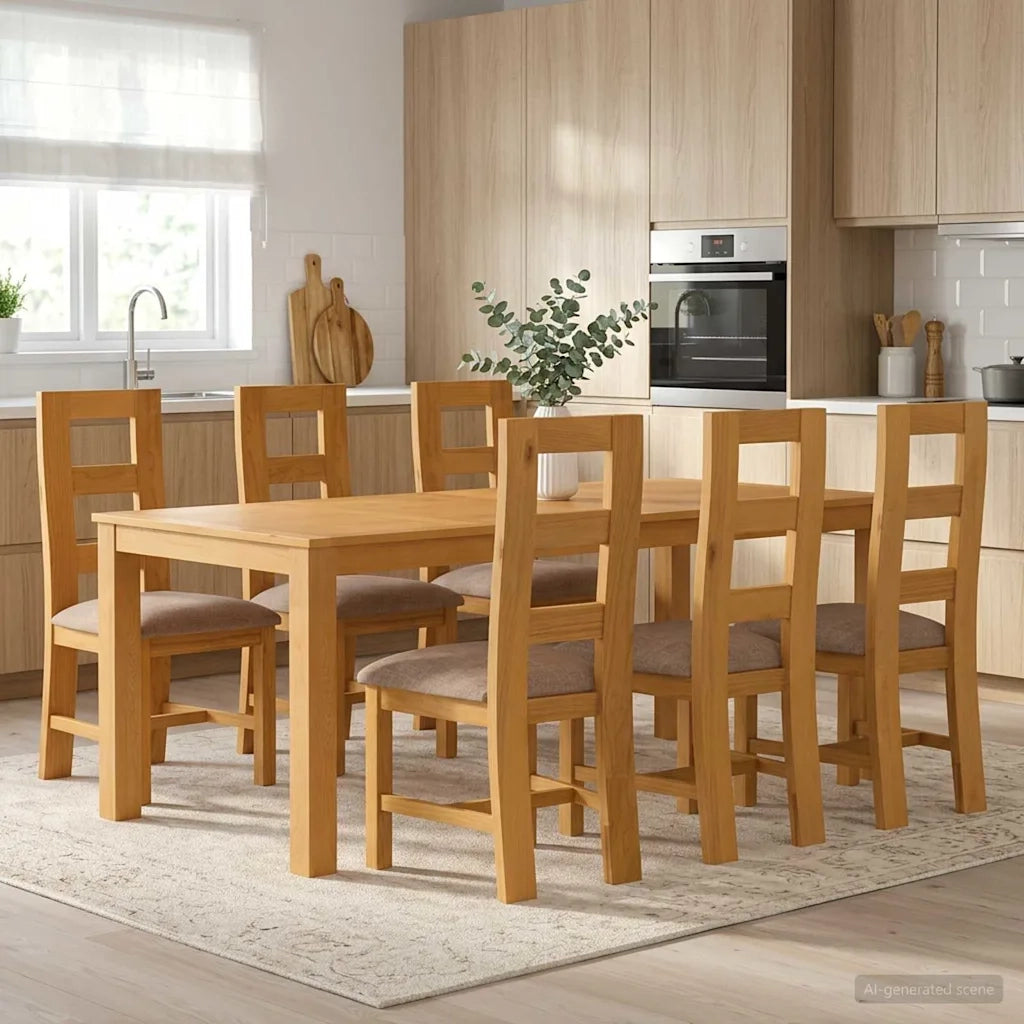 Set da pranzo 7 pz Grigio Legno di Quercia Massello 3430395
