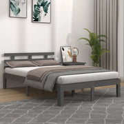 Giroletto-Struttura Letto Grigio in Legno Massello 200x200 cm 470217