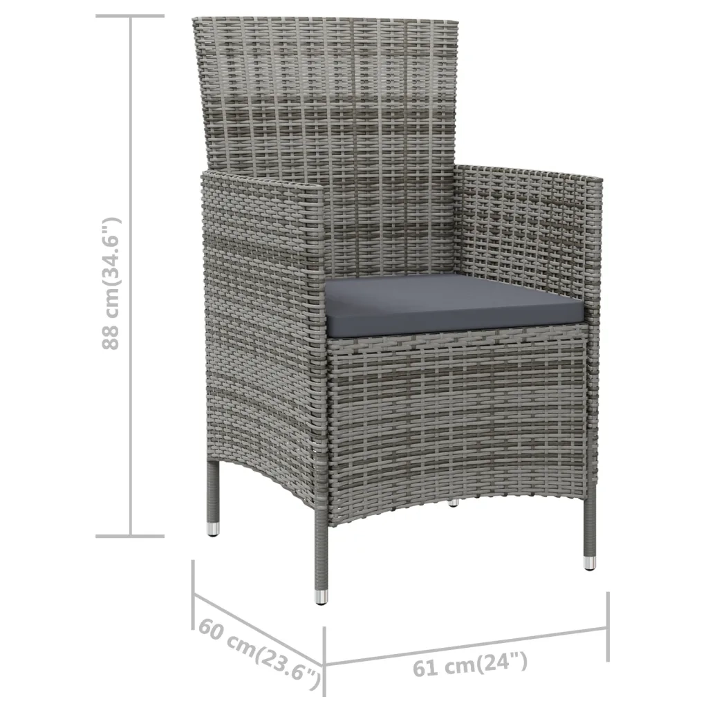 Sedie da Giardino 4 pz con Cuscini in Polyrattan Grigio cod mxl 6295