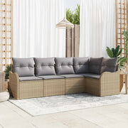 Set Divano da Giardino con archiviazione 5 pcs Beige polyrattan 3354369