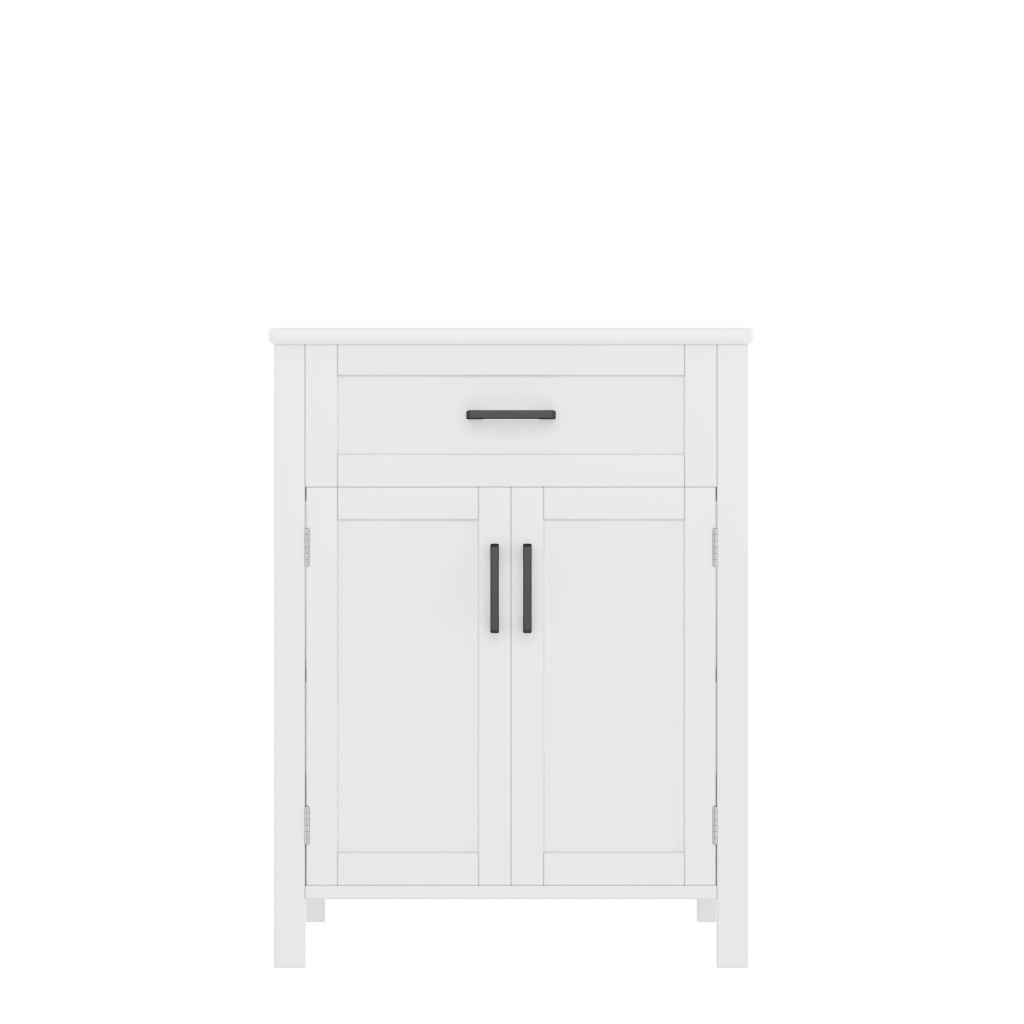 Mobile sottolavabo con lavello in ceramica, 2 ante, cassetto reversibile, ripiani regolabili, bianco 60 × 46 × 84,8 cm