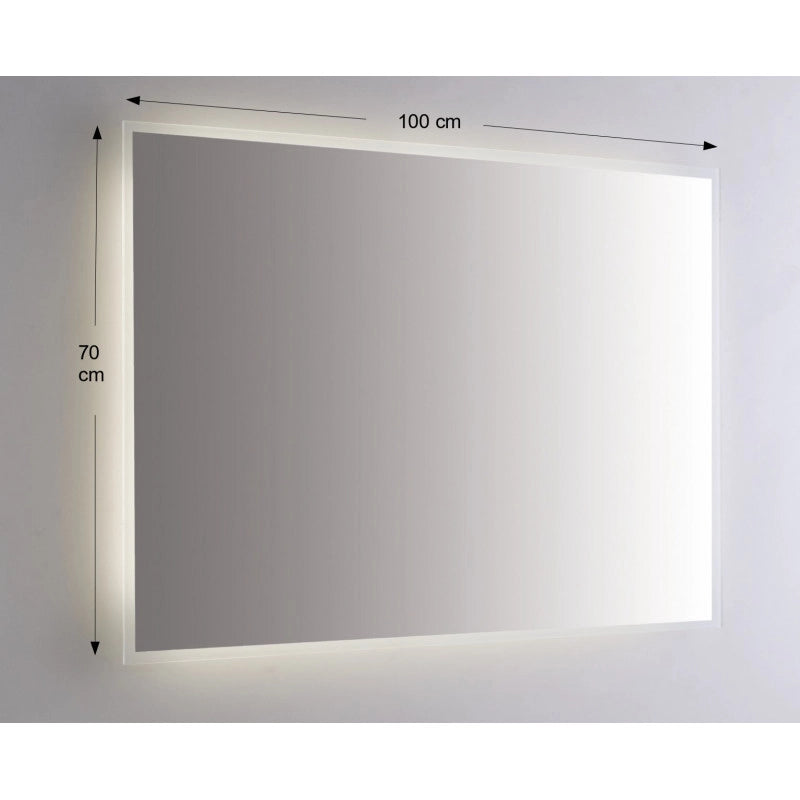 Specchio da Parete Retroilluminato a LED 100X70 spessore 4 mm,cm con Angoli Raggiati