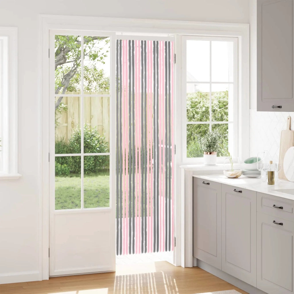 Tenda per insetti in chenille Grigio Argento e Rosa 56 x 200 cm 42034438