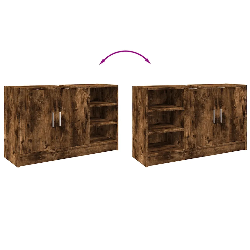 Mobile Lavabo-Armadietto da bagno Rovere Fumo 90x29x55 cm in Truciolare